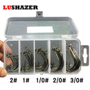 50pcs/100pcs Sea Hooks Fishing Box LUSHAZER Offset Hook 2#-3/0# Carp Snap Fishing Big Hooks Tackles Accessories Fishhook