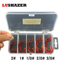 50pcs/100pcs Sea Hooks Fishing Box LUSHAZER Offset Hook 2#-3/0# Carp Snap Fishing Big Hooks Tackles Accessories Fishhook