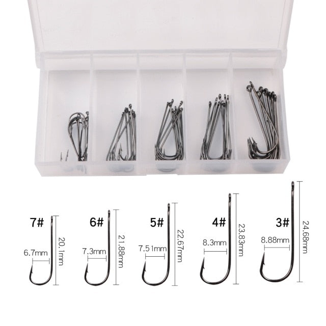 50pcs/100pcs Sea Hooks Fishing Box LUSHAZER Offset Hook 2#-3/0# Carp Snap Fishing Big Hooks Tackles Accessories Fishhook