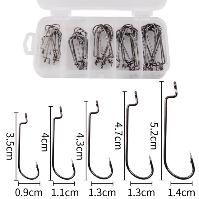 50pcs/100pcs Sea Hooks Fishing Box LUSHAZER Offset Hook 2#-3/0# Carp Snap Fishing Big Hooks Tackles Accessories Fishhook