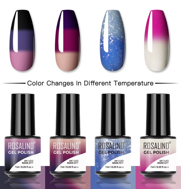 ROSALIND 4/6PCS Gel Polish Set For Manicure Soak Off UV Lamp Hybrid Varnishes Set Base Top Nails Art Nail Gel Polish Set Gel lak