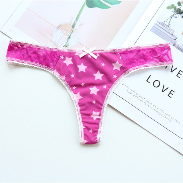 Voplidia Women's Panties Underwear Women Plus Size Sexy Lace Lingerie Panty Thongs G String Tanga T-back Seamless Female PM052