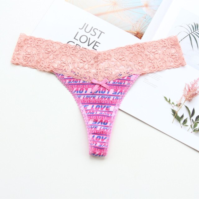 Voplidia Women's Panties Underwear Women Plus Size Sexy Lace Lingerie Panty Thongs G String Tanga T-back Seamless Female PM052