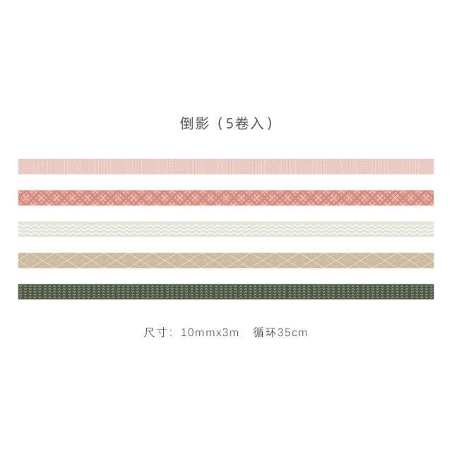 Mohamm 5Pcs Stepping Into The Wilderness Series Decoration Washi Masking Tape Creative Scrapbooking Stationary School Supplies