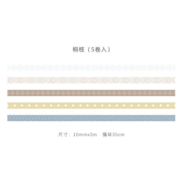 Mohamm 5Pcs Stepping Into The Wilderness Series Decoration Washi Masking Tape Creative Scrapbooking Stationary School Supplies