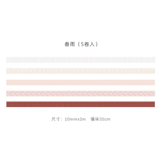 Mohamm 5Pcs Stepping Into The Wilderness Series Decoration Washi Masking Tape Creative Scrapbooking Stationary School Supplies