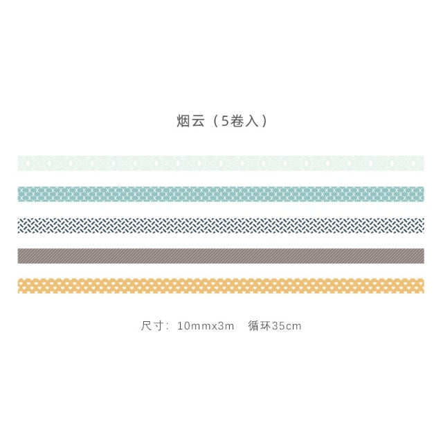 Mohamm 5Pcs Stepping Into The Wilderness Series Decoration Washi Masking Tape Creative Scrapbooking Stationary School Supplies