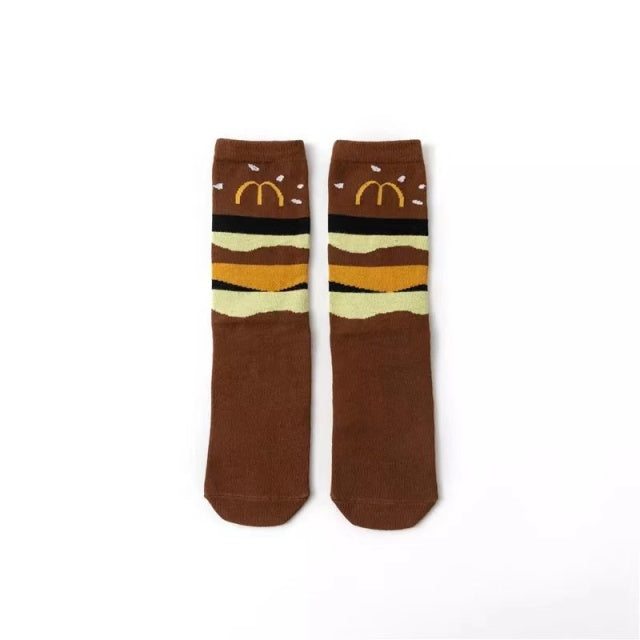 Hot Sale Funny Harajuku Women Casual Cartoon Fruit Sock Banana Avocado Lemon Egg Cookie Donuts Colorful Japanese Skateboard Sock