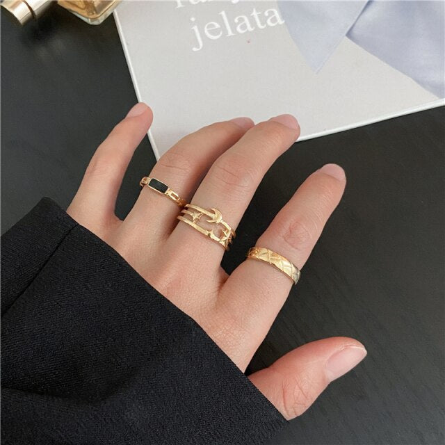 IF ME 2 Paired Butterfly Couple Adjustable Opening Ring Set for Women Men Unisex Gold Silver Color Metal Rings Trendy Jewelry
