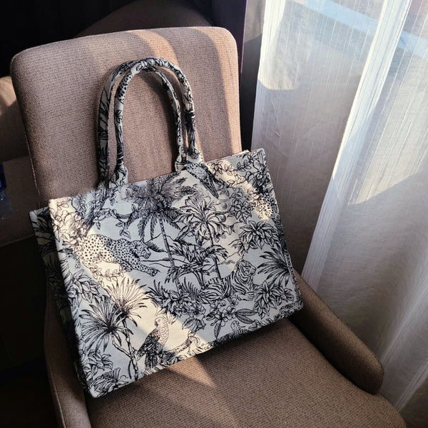 Luxury Designer Handbag for Women's Fashion Brand Designer Bag Jacquard Embroidery Female Girls Shopper Canvas Tote Shoulder Bag