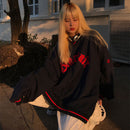 Women Hoodies V-neck Pullover Tops Loose Long-sleeves Letter Fashion Female 2021 Hot Hit y2k Ins Casual All-match Top Clothing