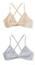 2 PCS Comfort Cotton Bra For Women French Style Bralette Deep V Triangle Cup Bralet Underwear Wireless Lingerie Push Up Bras