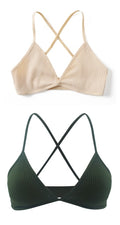 2 PCS Comfort Cotton Bra For Women French Style Bralette Deep V Triangle Cup Bralet Underwear Wireless Lingerie Push Up Bras
