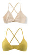 2 PCS Comfort Cotton Bra For Women French Style Bralette Deep V Triangle Cup Bralet Underwear Wireless Lingerie Push Up Bras
