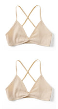 2 PCS Comfort Cotton Bra For Women French Style Bralette Deep V Triangle Cup Bralet Underwear Wireless Lingerie Push Up Bras