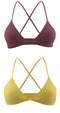 2 PCS Comfort Cotton Bra For Women French Style Bralette Deep V Triangle Cup Bralet Underwear Wireless Lingerie Push Up Bras
