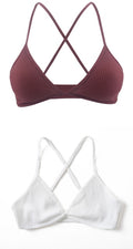 2 PCS Comfort Cotton Bra For Women French Style Bralette Deep V Triangle Cup Bralet Underwear Wireless Lingerie Push Up Bras