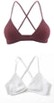 2 PCS Comfort Cotton Bra For Women French Style Bralette Deep V Triangle Cup Bralet Underwear Wireless Lingerie Push Up Bras