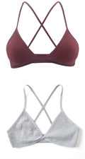 2 PCS Comfort Cotton Bra For Women French Style Bralette Deep V Triangle Cup Bralet Underwear Wireless Lingerie Push Up Bras
