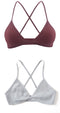 2 PCS Comfort Cotton Bra For Women French Style Bralette Deep V Triangle Cup Bralet Underwear Wireless Lingerie Push Up Bras
