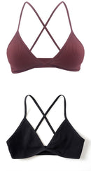 2 PCS Comfort Cotton Bra For Women French Style Bralette Deep V Triangle Cup Bralet Underwear Wireless Lingerie Push Up Bras