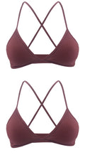 2 PCS Comfort Cotton Bra For Women French Style Bralette Deep V Triangle Cup Bralet Underwear Wireless Lingerie Push Up Bras