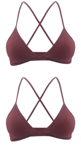 2 PCS Comfort Cotton Bra For Women French Style Bralette Deep V Triangle Cup Bralet Underwear Wireless Lingerie Push Up Bras