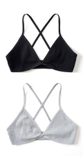 2 PCS Comfort Cotton Bra For Women French Style Bralette Deep V Triangle Cup Bralet Underwear Wireless Lingerie Push Up Bras