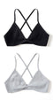 2 PCS Comfort Cotton Bra For Women French Style Bralette Deep V Triangle Cup Bralet Underwear Wireless Lingerie Push Up Bras