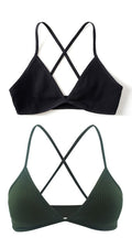 2 PCS Comfort Cotton Bra For Women French Style Bralette Deep V Triangle Cup Bralet Underwear Wireless Lingerie Push Up Bras