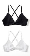 2 PCS Comfort Cotton Bra For Women French Style Bralette Deep V Triangle Cup Bralet Underwear Wireless Lingerie Push Up Bras