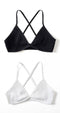 2 PCS Comfort Cotton Bra For Women French Style Bralette Deep V Triangle Cup Bralet Underwear Wireless Lingerie Push Up Bras