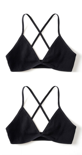 2 PCS Comfort Cotton Bra For Women French Style Bralette Deep V Triangle Cup Bralet Underwear Wireless Lingerie Push Up Bras