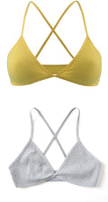 2 PCS Comfort Cotton Bra For Women French Style Bralette Deep V Triangle Cup Bralet Underwear Wireless Lingerie Push Up Bras