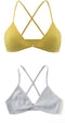 2 PCS Comfort Cotton Bra For Women French Style Bralette Deep V Triangle Cup Bralet Underwear Wireless Lingerie Push Up Bras