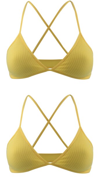 2 PCS Comfort Cotton Bra For Women French Style Bralette Deep V Triangle Cup Bralet Underwear Wireless Lingerie Push Up Bras