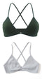 2 PCS Comfort Cotton Bra For Women French Style Bralette Deep V Triangle Cup Bralet Underwear Wireless Lingerie Push Up Bras
