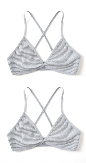 2 PCS Comfort Cotton Bra For Women French Style Bralette Deep V Triangle Cup Bralet Underwear Wireless Lingerie Push Up Bras