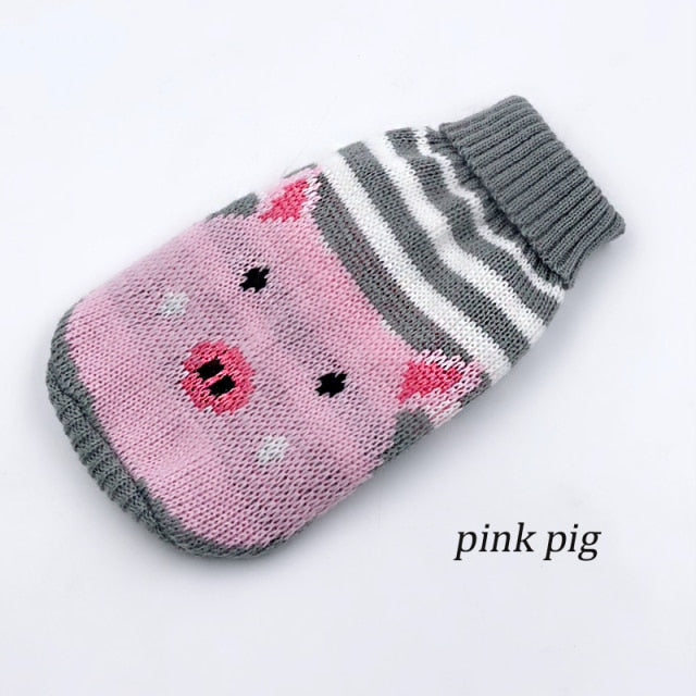 Winter Cartoon Cat Dog Clothes Warm Christmas Sweater For Small Yorkie Pet Clothing Coat Knitting Crochet Cloth XS-3XL