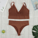 CHRLEISURE 2Pcs Bra Set Underwear Set Women Panties Sexy G-String Seamless Bralette Female Lingerie Soft Tank Crop Top 2021 New