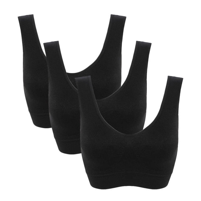 3PCS/lot Seamless Bra With Pads Plus Size Bras For Women Active Bra Wireless Brassiere Push Up Big Size Vest Wireless BH 5XL