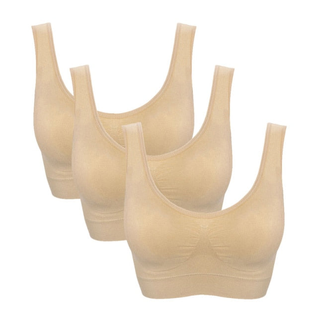 3PCS/lot Seamless Bra With Pads Plus Size Bras For Women Active Bra Wireless Brassiere Push Up Big Size Vest Wireless BH 5XL