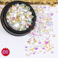 1 Jar Mix Shapes Glitter Diamond Pearls Metal Twisted Bar Beads Frosted Heart Nail Art Rhinestones Gems Decals Manicure DIY Tips