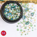 1 Jar Mix Shapes Glitter Diamond Pearls Metal Twisted Bar Beads Frosted Heart Nail Art Rhinestones Gems Decals Manicure DIY Tips