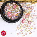 1 Jar Mix Shapes Glitter Diamond Pearls Metal Twisted Bar Beads Frosted Heart Nail Art Rhinestones Gems Decals Manicure DIY Tips