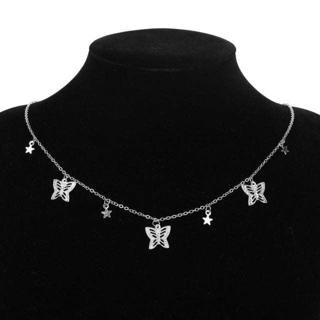 Gold Chain Butterfly Pendant Choker Necklace Women Statement Collares Bohemian Beach Jewelry Gift Collier Cheap