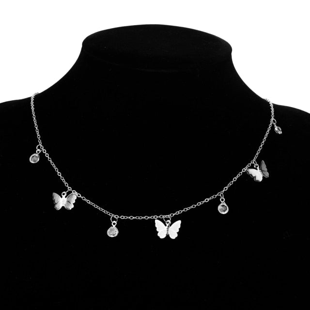 Gold Chain Butterfly Pendant Choker Necklace Women Statement Collares Bohemian Beach Jewelry Gift Collier Cheap