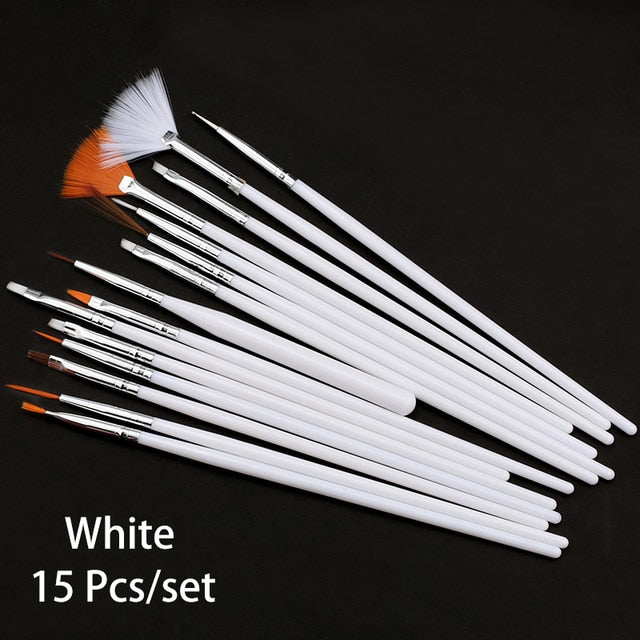 7/15Pcs Plastic Handle Nail Brush Set Design Gel Polish Painting Drawing Acrylic Gel Nail Brushes For Nails Art Manicure Tools