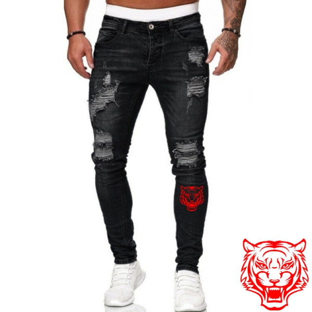 Jeans Men Ripped Skinny Jeans Blue Pencil Pants Motorcycle Party Casual Trousers Street Clothing 2020 Denim Man Clothin