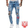 Jeans Men Ripped Skinny Jeans Blue Pencil Pants Motorcycle Party Casual Trousers Street Clothing 2020 Denim Man Clothin